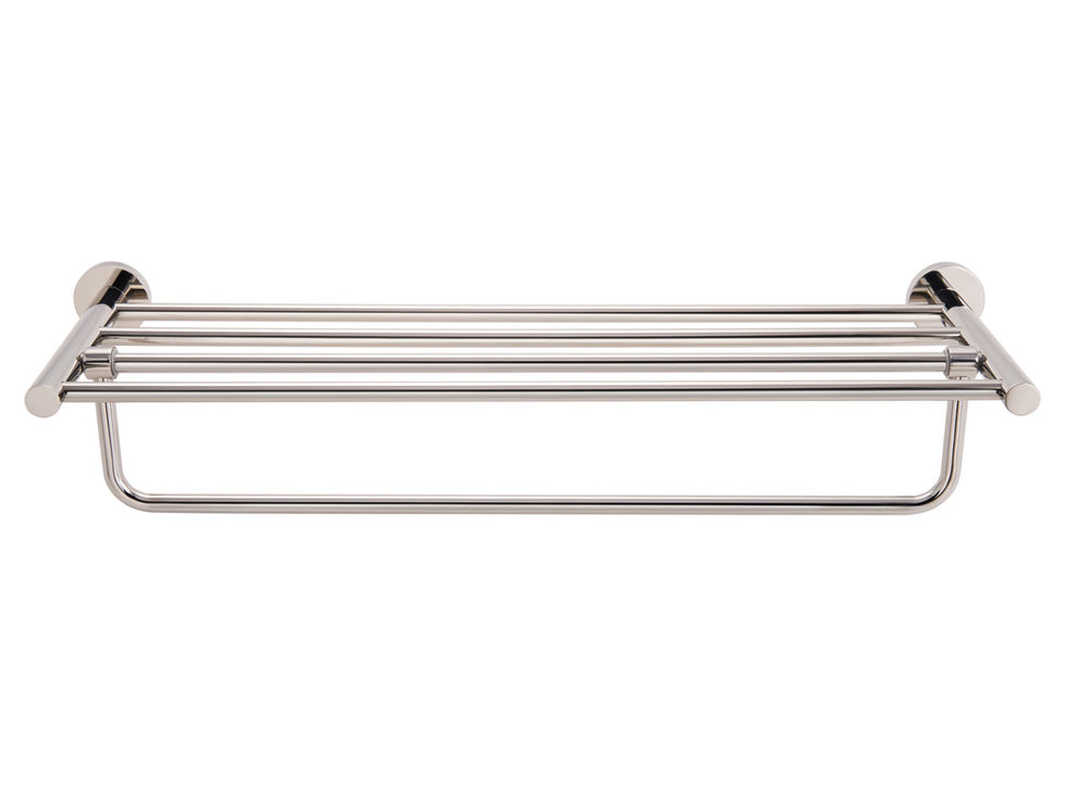 Harrogate Towel Rail with shelf - Polished Steel