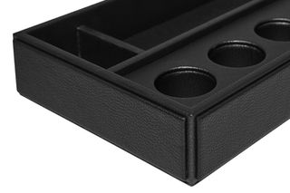 DOLPHY Melamine Tea & Coffee Sachet Holder - 4 Compartment Tray For Kettle (Black)