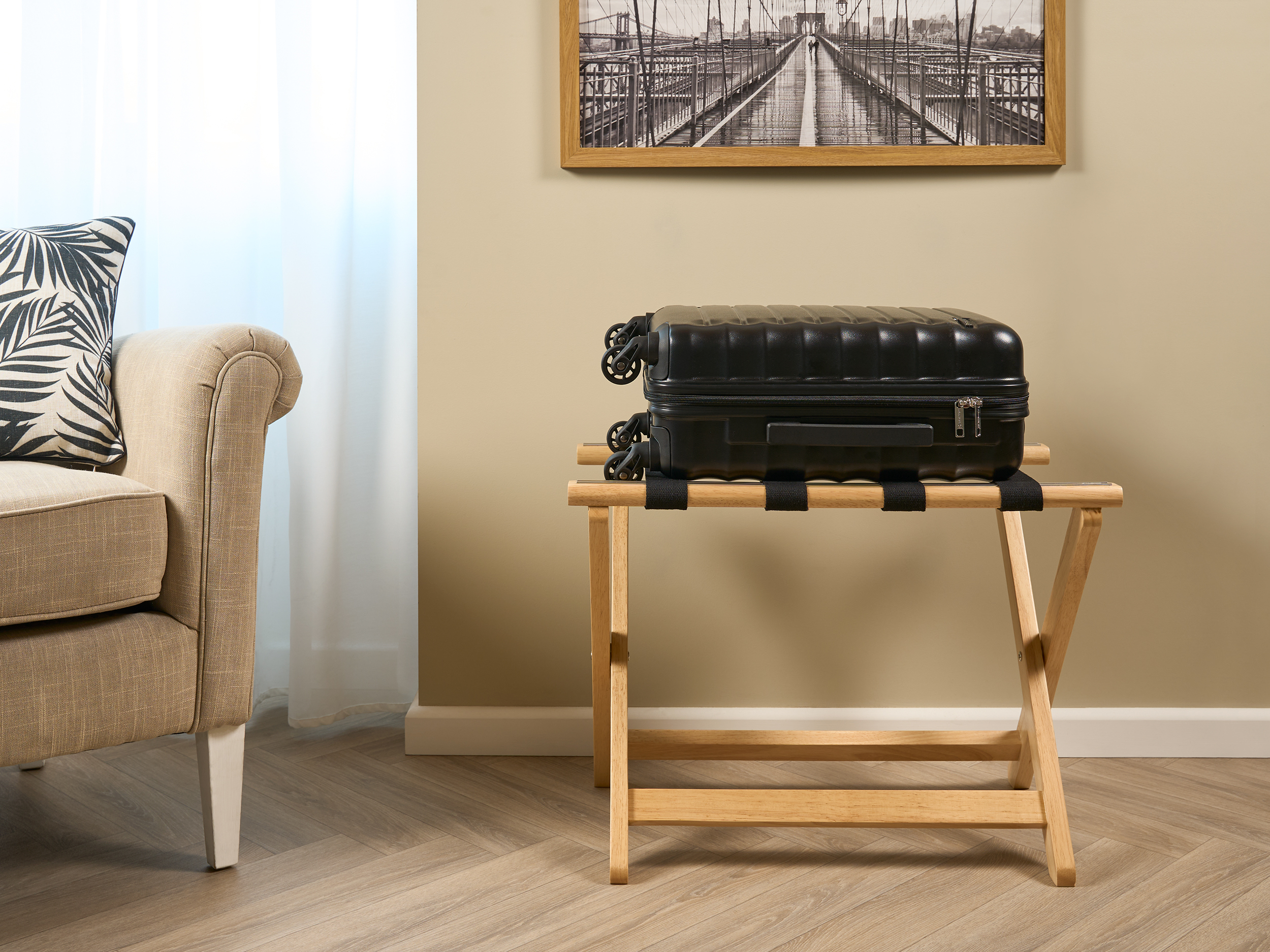 York Luggage Rack in Light Wood view 2