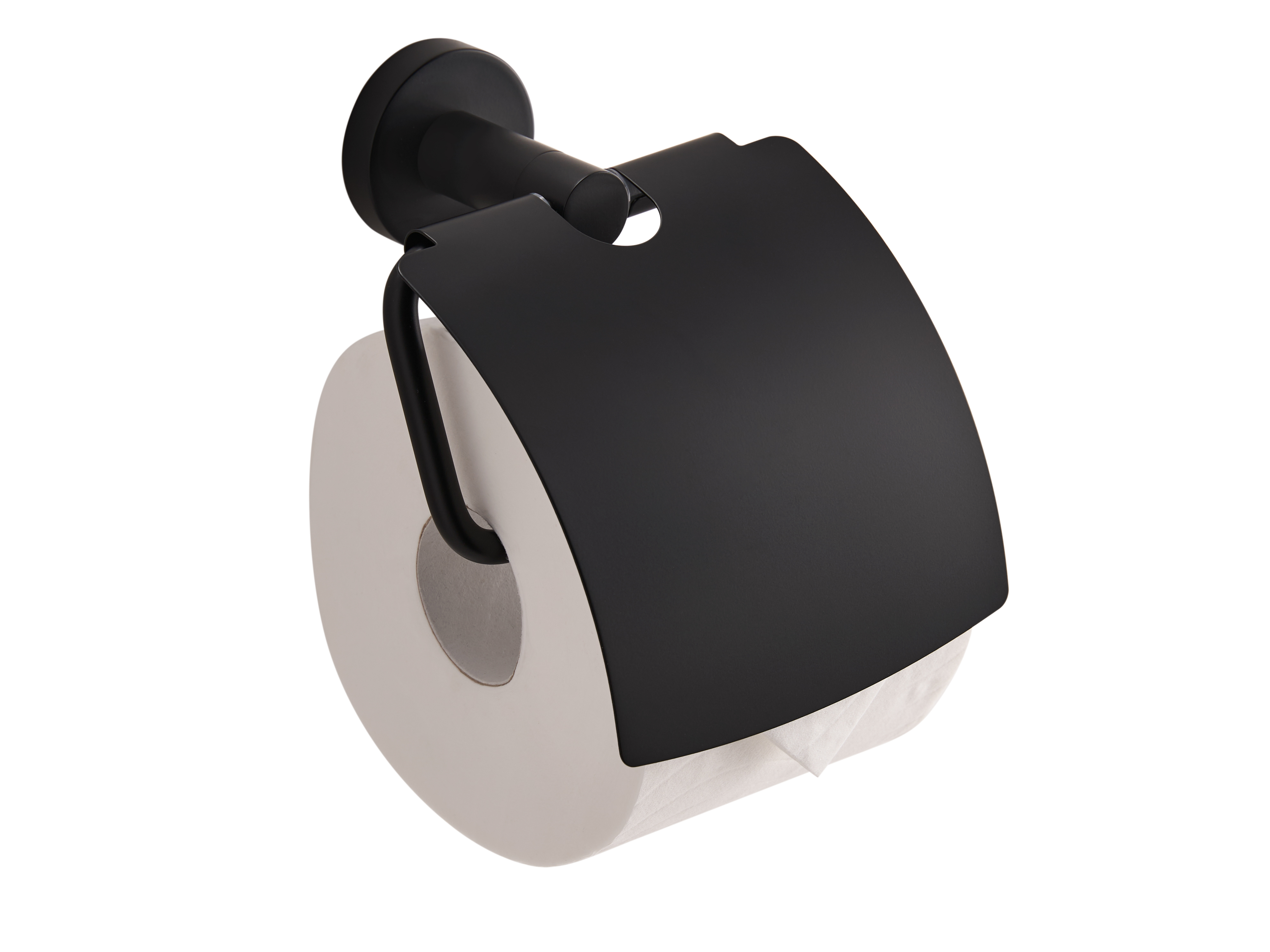 Harrogate Toilet Roll Holder with Cover in Black