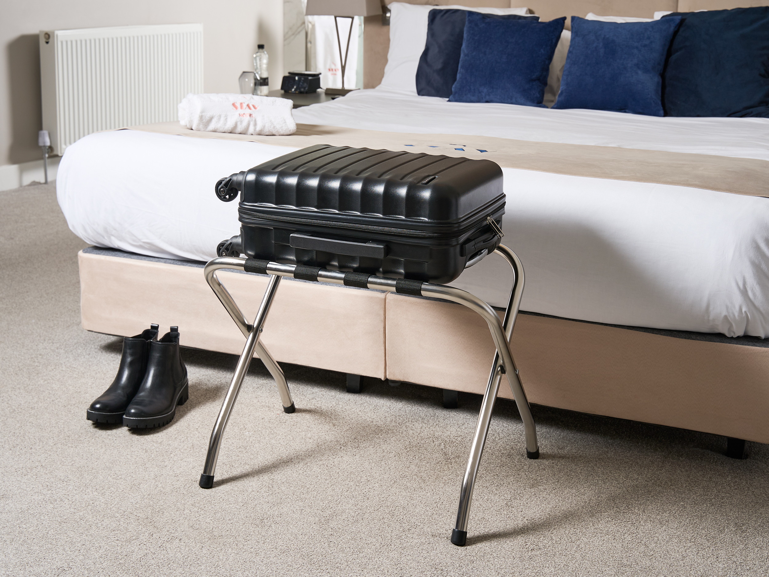 Metal Luggage Rack without Back (Ashton / LGR0002) in Polished Steel view 6