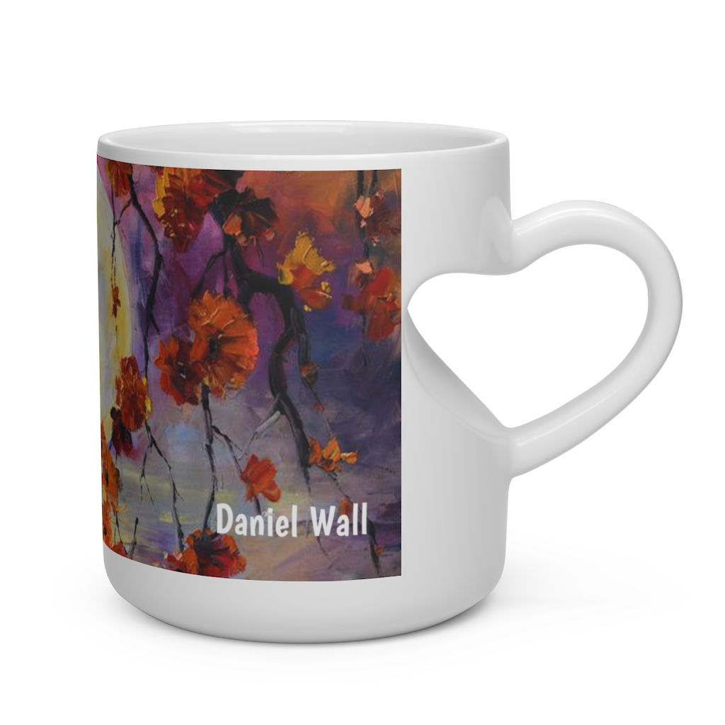 Daniel Wall Art Cherry Blossom Moon Love Heart Shape Mug