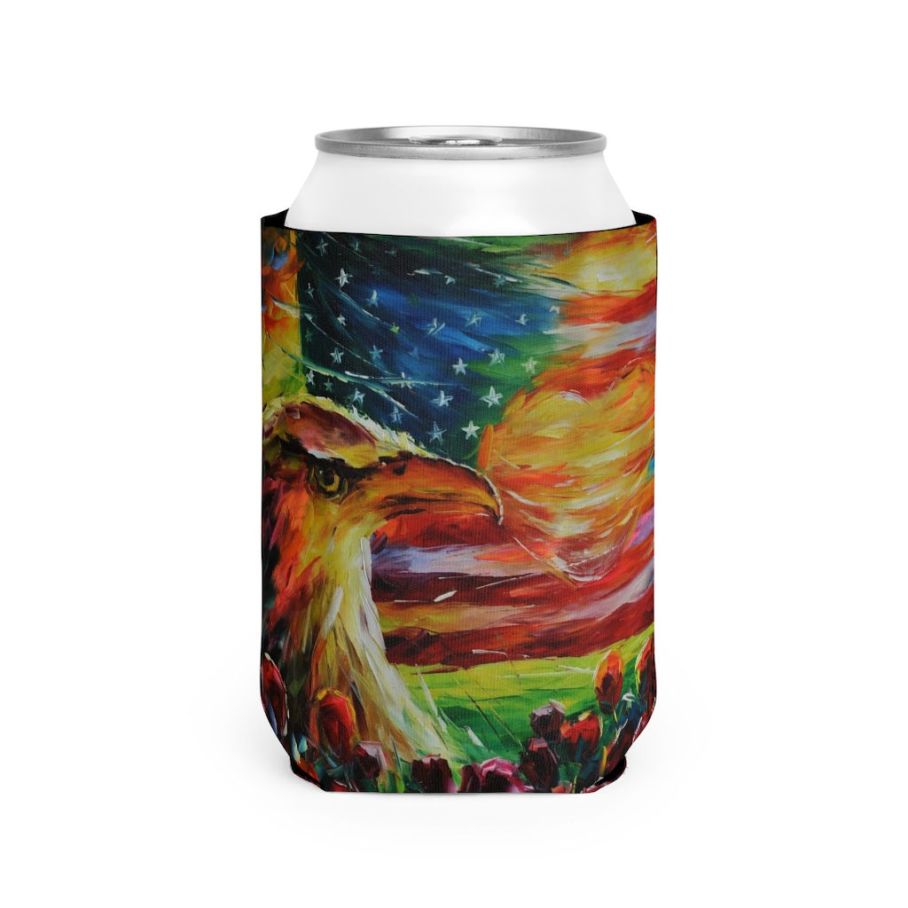 Artist Daniel Wall American Eagle Flag Patriotic Americana Can Cooler Sleeve