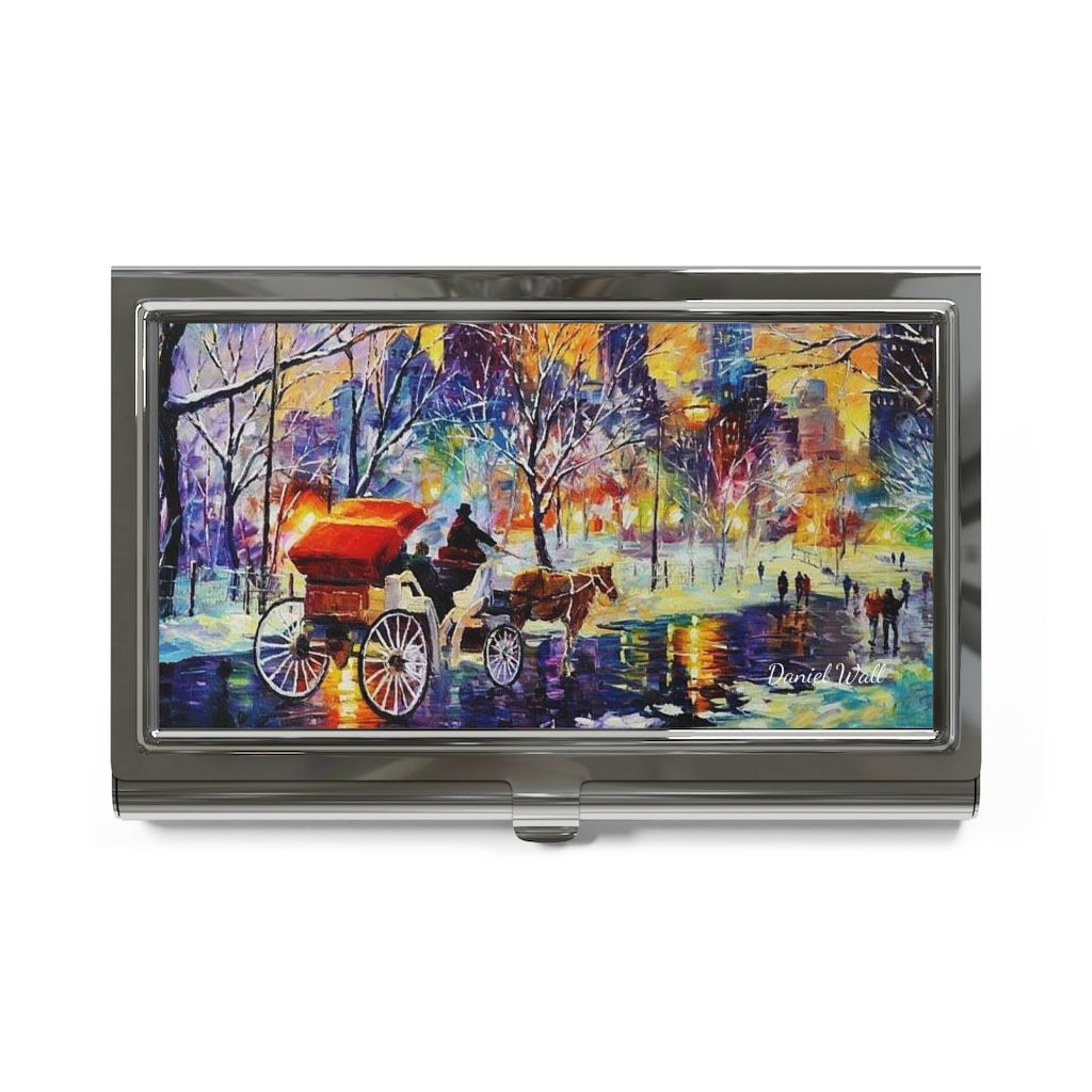 Daniel Wall Art Snowy New York Central Park Business Card Holder