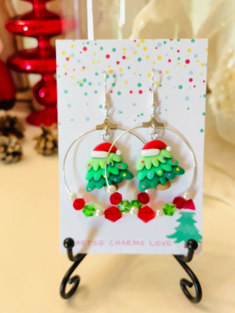 Thumbnail: Christmas Tree Hoop Earrings
