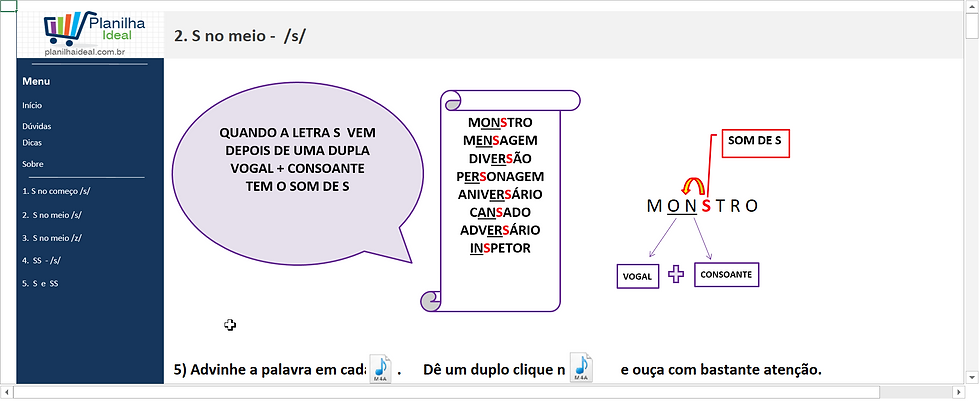 Miniatura: Planilha de Fonoaudiologia - Ortografia S ou SS