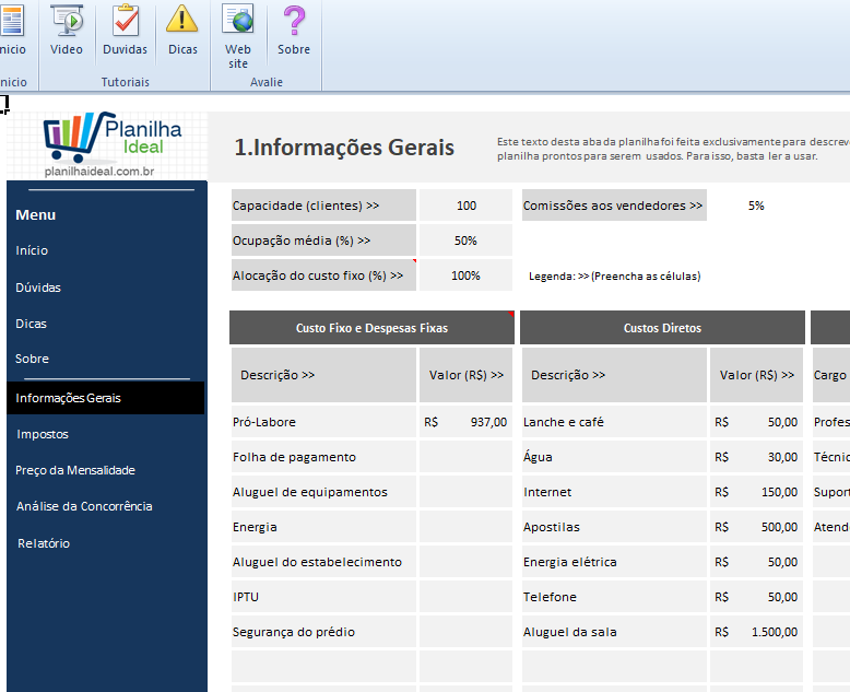Miniatura: Planilha de precificação de mensalidades