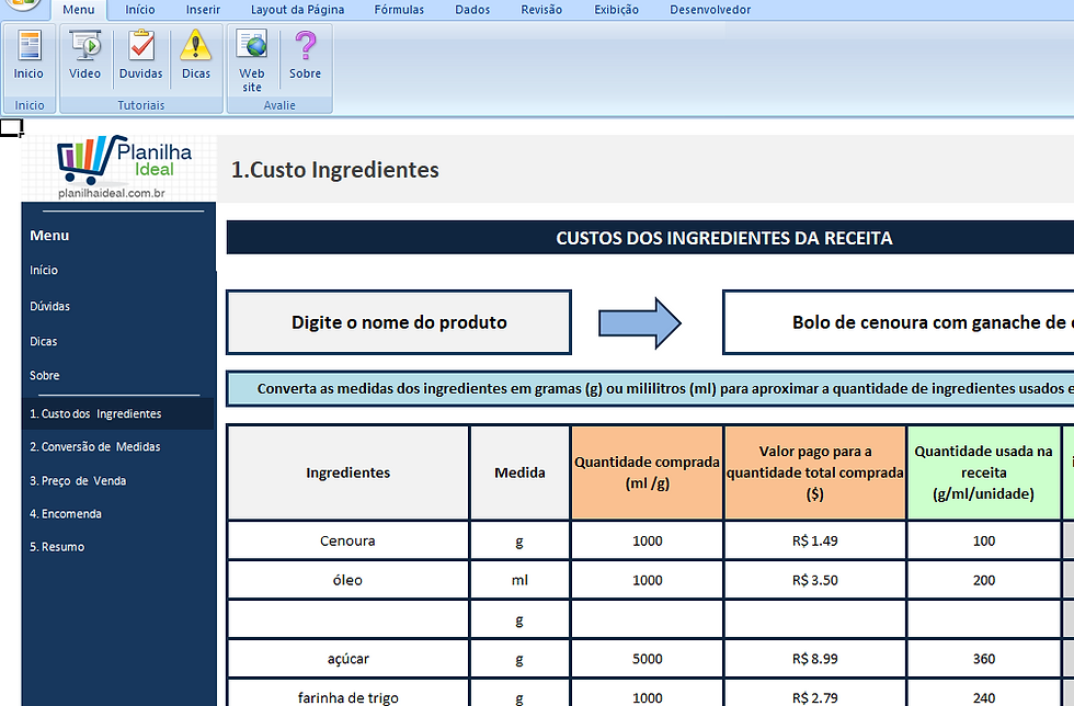Miniatura: Planilhas de precificação de bolos, tortas de doces