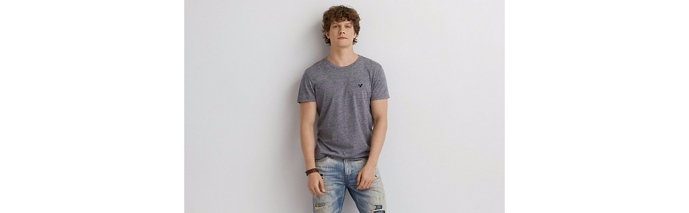 Thumbnail: AE006 男生經典Logo短袖T-shirt(黑碧色) 圓領款 S號*1