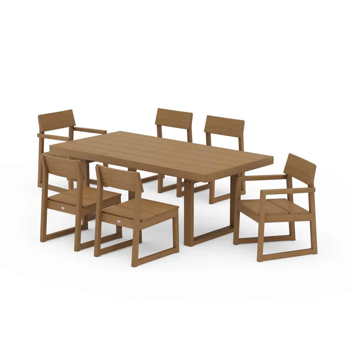 POLYWOOD Edge 7 Piece Rectangular Dining Group in Natural