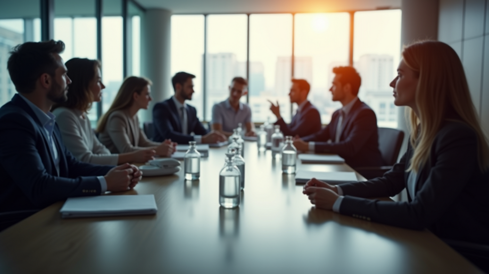 High angle view of a corporate strategy meeting