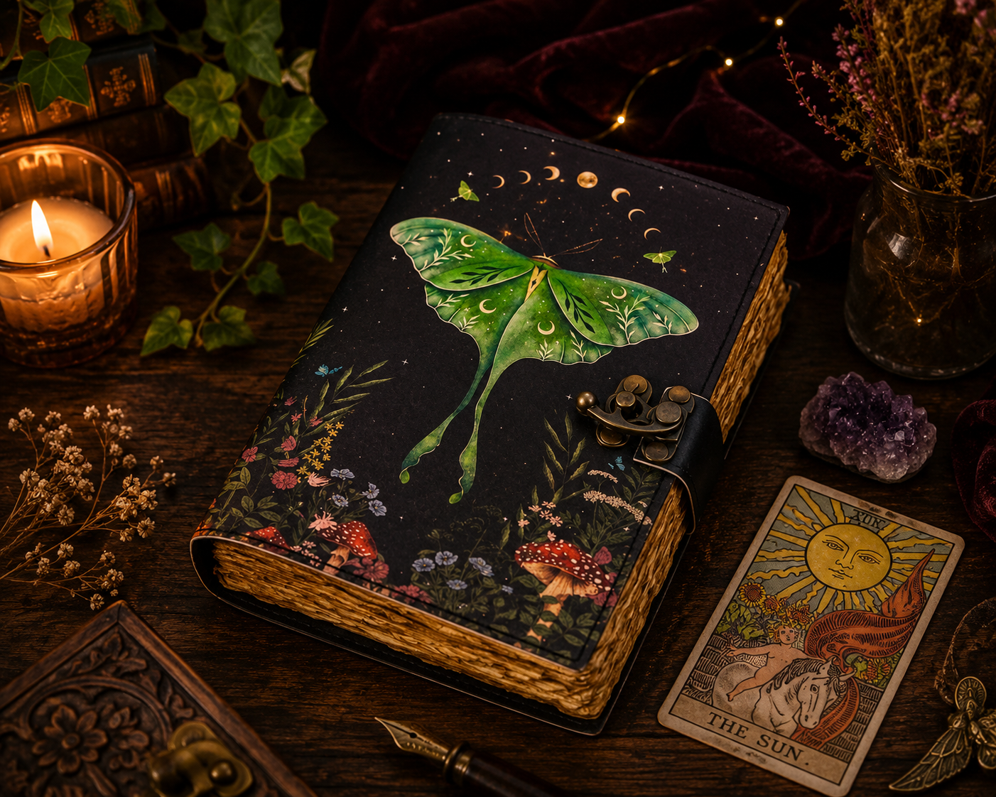 Luna Moth Leather Journal