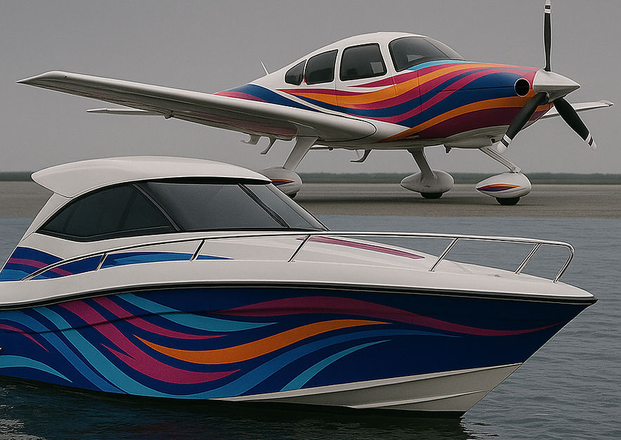 Marine aircraft wraps dayton cincinnati on boat and plane
