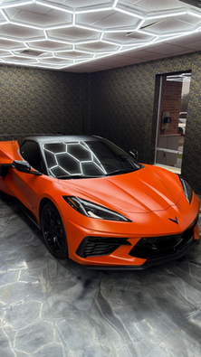 Orange Corvette with stealth matte ppf paint protection film