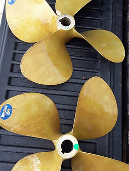 Cleaned boat propeller after zinc replacement and diving service