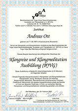 Zertifikat für Klangreise und Klangmeditation