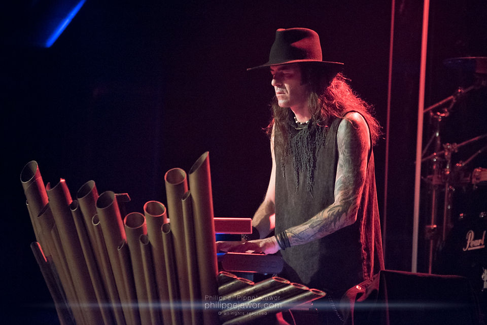 Pedro Paixão Telhada, keyboards player of the Portuguese gothic metal band Moonspell, live in Saint-Étienne, France, February 2018.

© Philippe "Pippo" Jawor
All rights reserved.