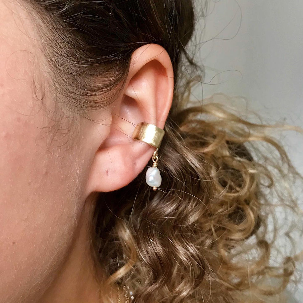 pearl drop cuff | freshwater pearl & golden brass