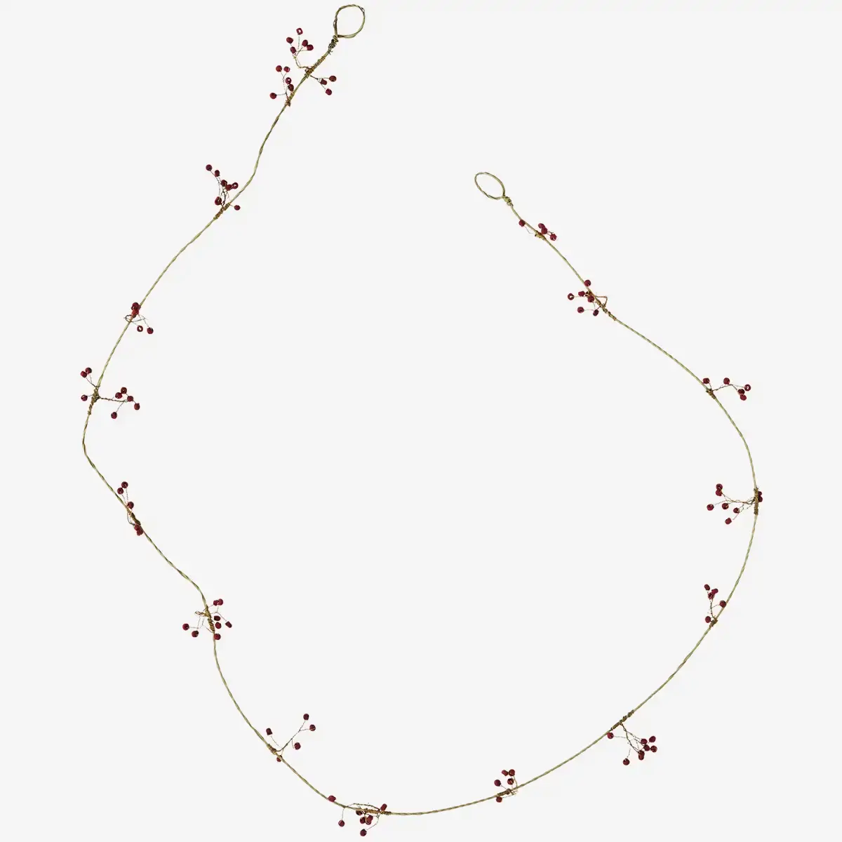 Ghirlanda metallo dorato bacche rosse