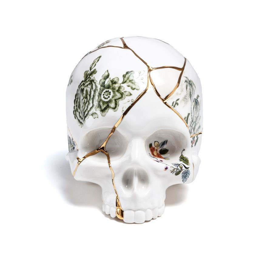 Miniatura: Scultura Teschio Skull Kintsugi