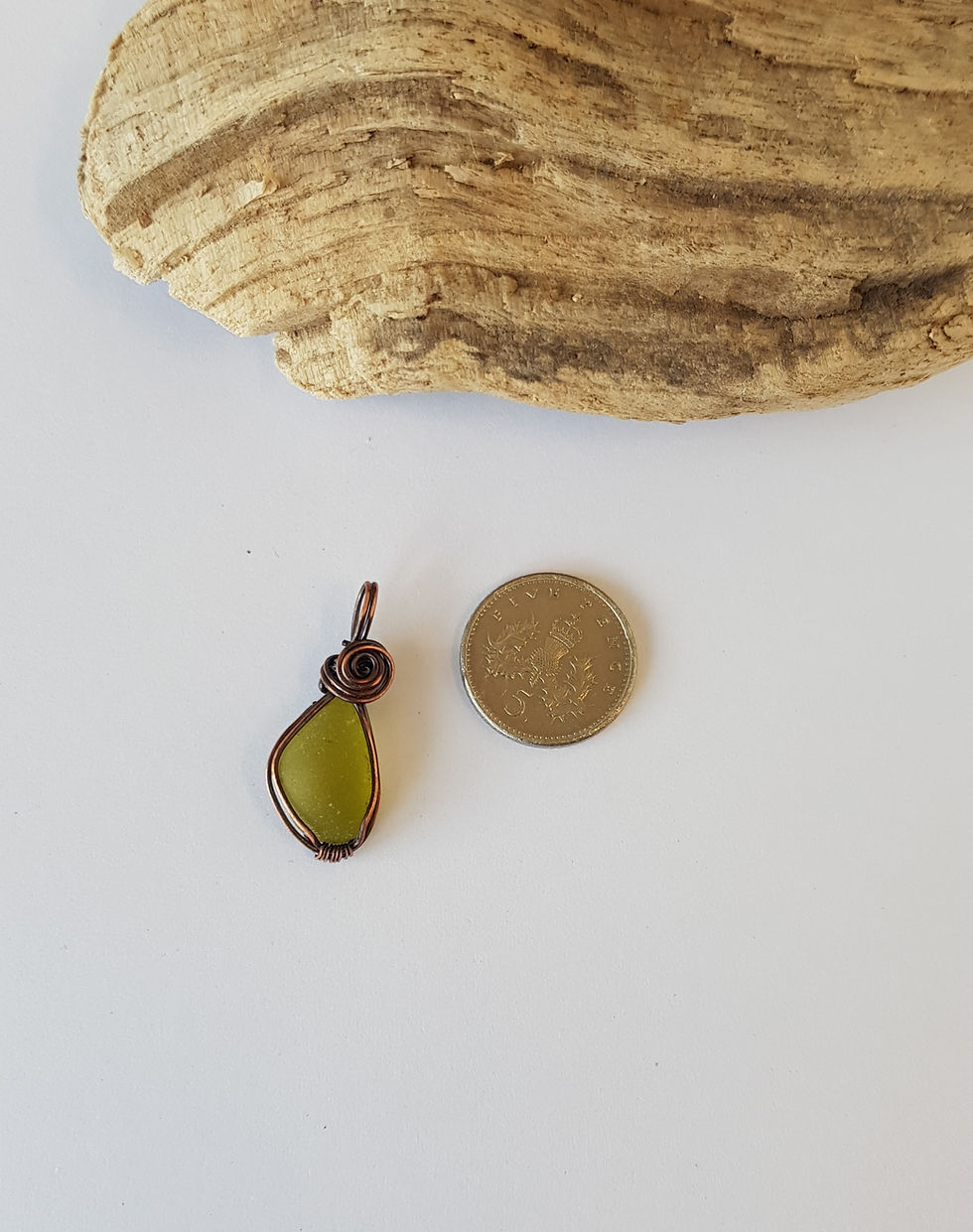 Thumbnail: Irish seaglass dainty lime green copper pendant necklace  