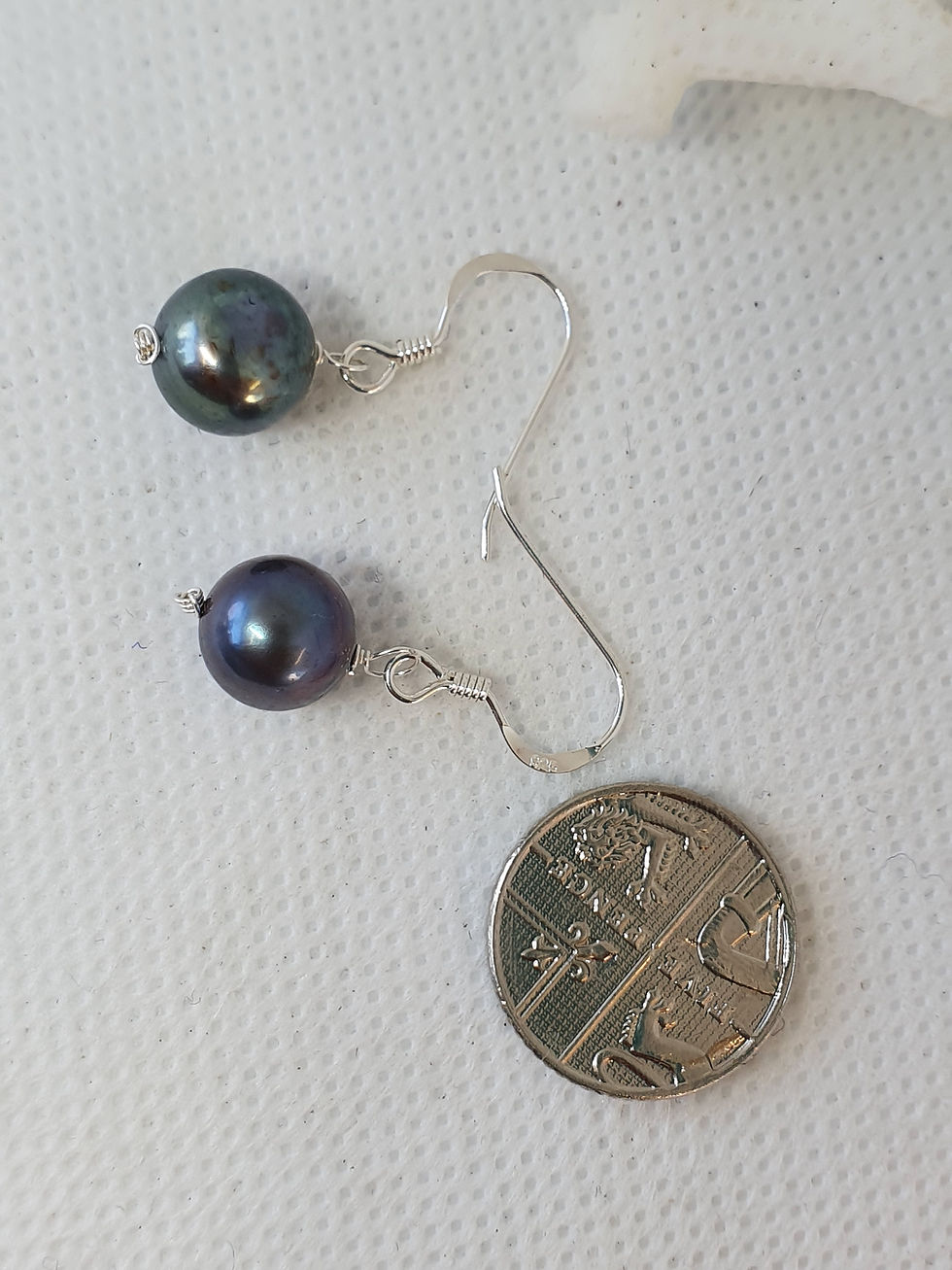 Thumbnail: Peacock freshwater pearl sterling silver earrings