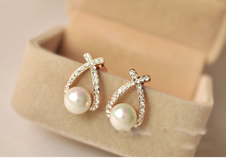 Gold Crystal Stud Earrings