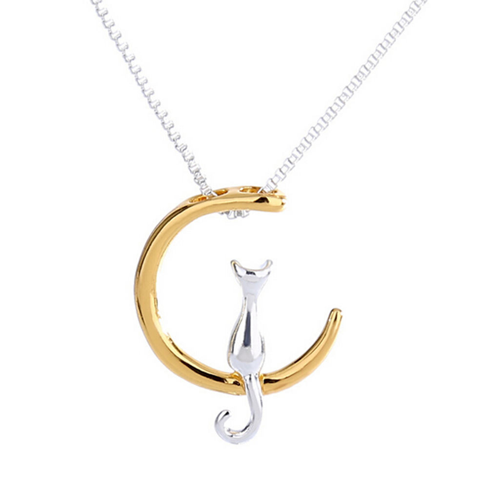 Thumbnail: Moon & Cat Pendant  Necklace