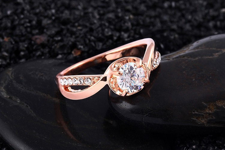 Thumbnail: Noble Rose Gold Color Zircon Crystal Rings