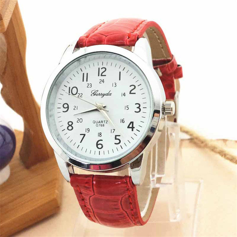 Thumbnail: Leather Strap Quartz Wrist Watch