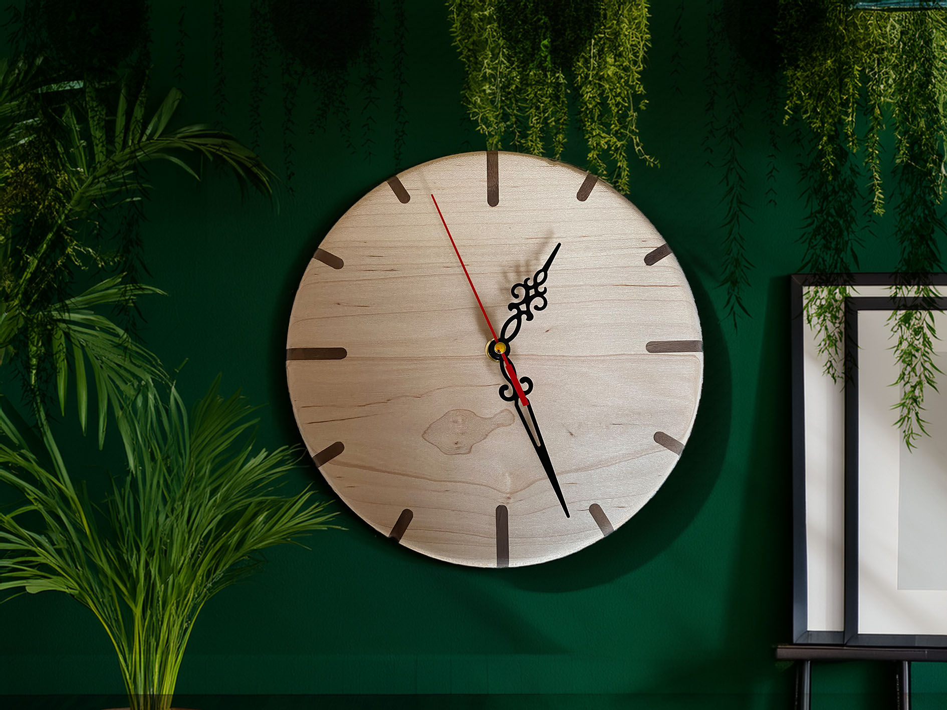 Mapel And Walnut Inlay Clock