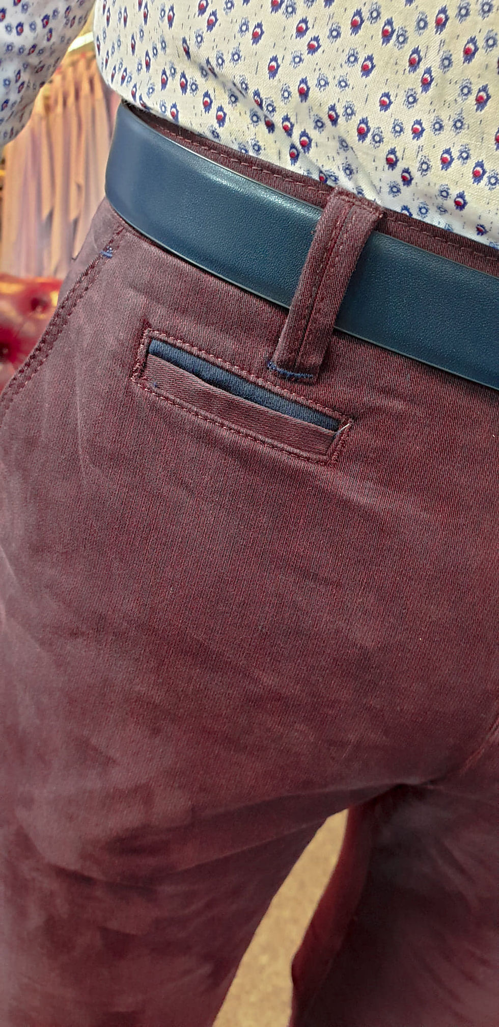 Thumbnail: White Label Burgundy Fitted Chinos