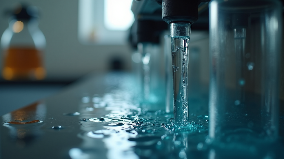 High angle view of a gravity-fed water filter setup