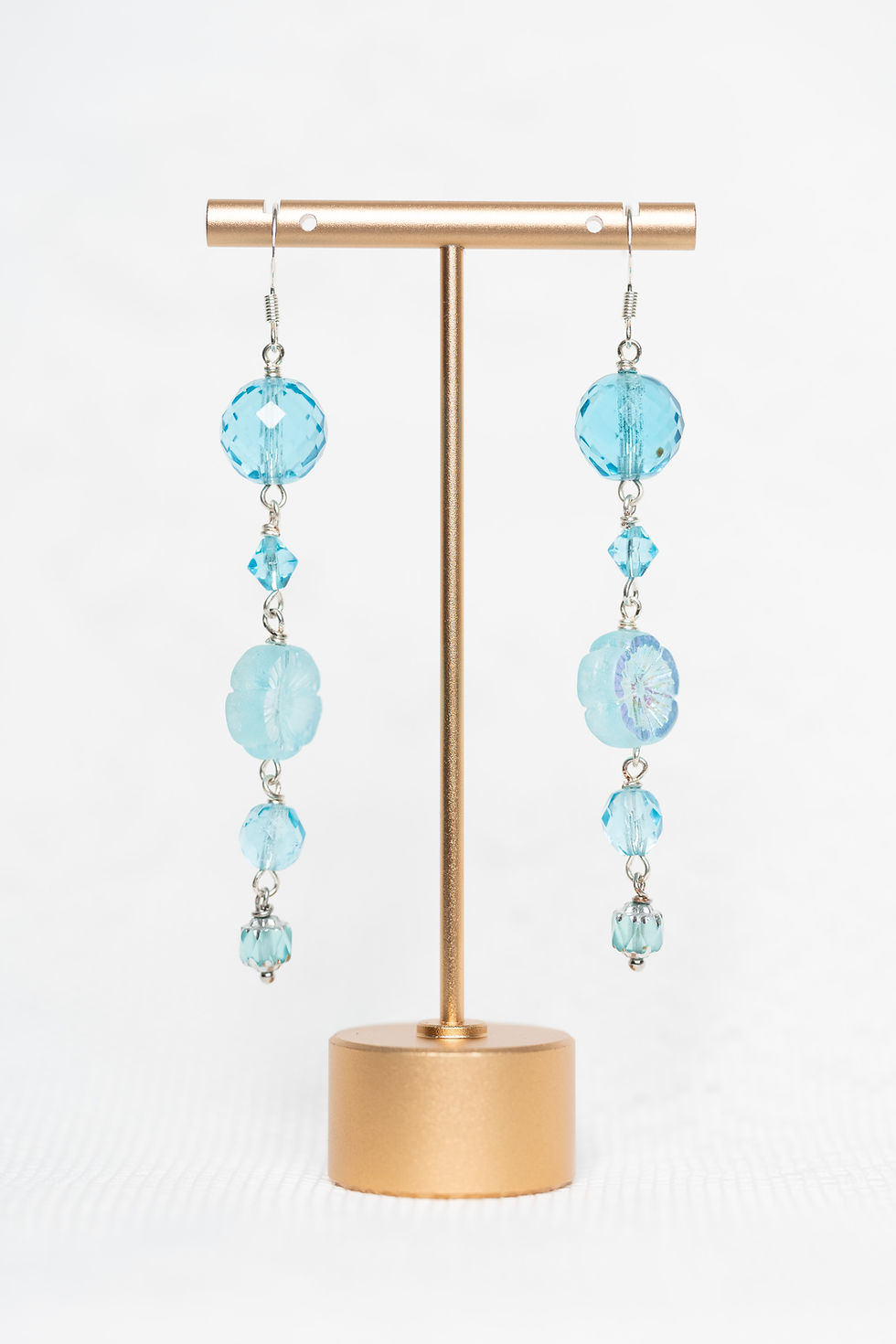 Thumbnail: Aqua Blue Dangle Earrings