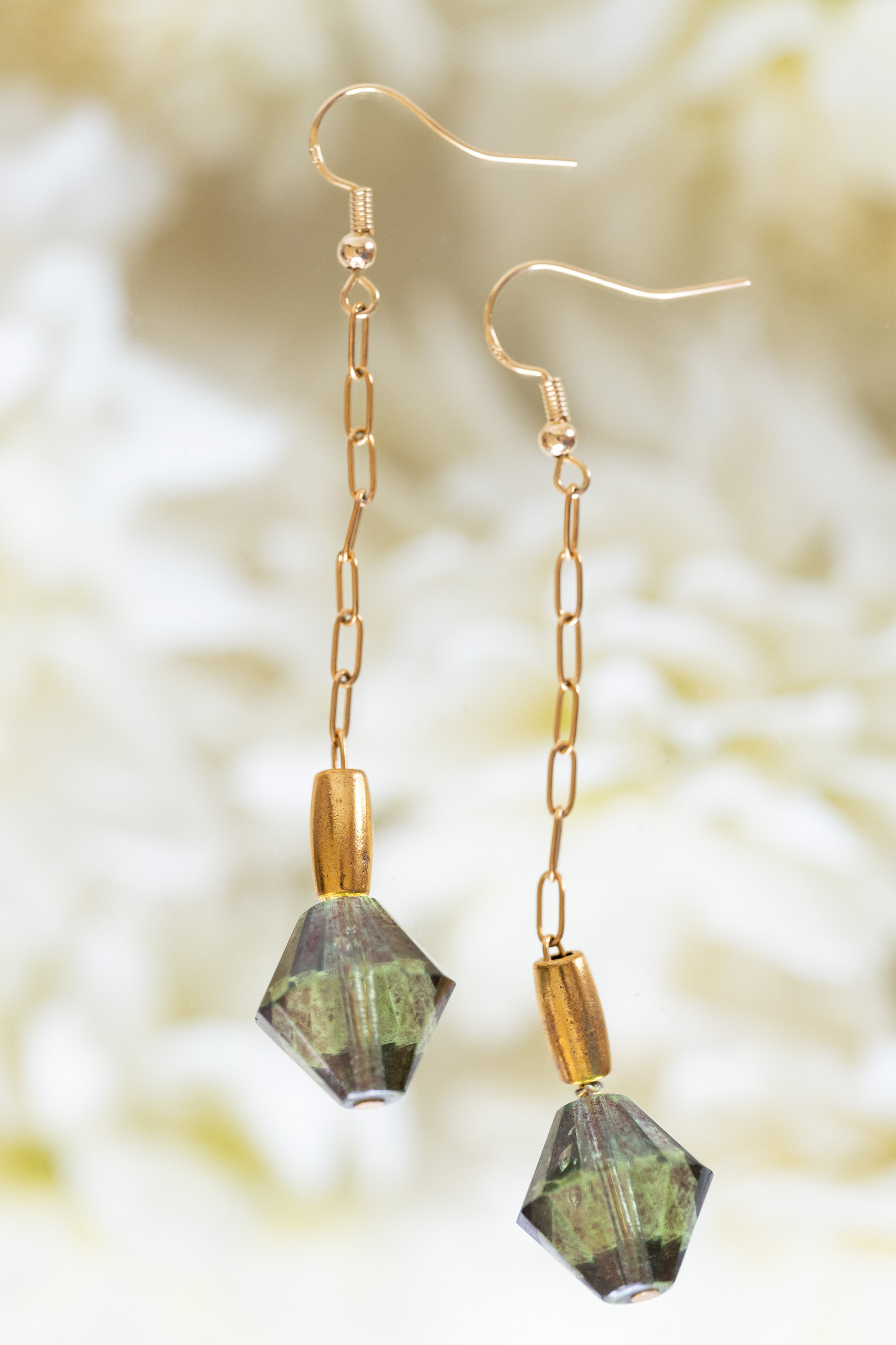 Retro Green Dangle Earrings