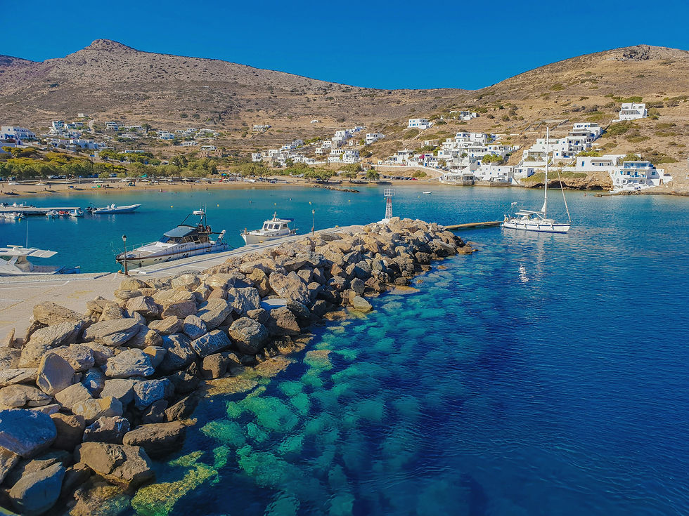 Malerischer Blick Auf Den Hafen Und Die Küste Der Griechischen Insel