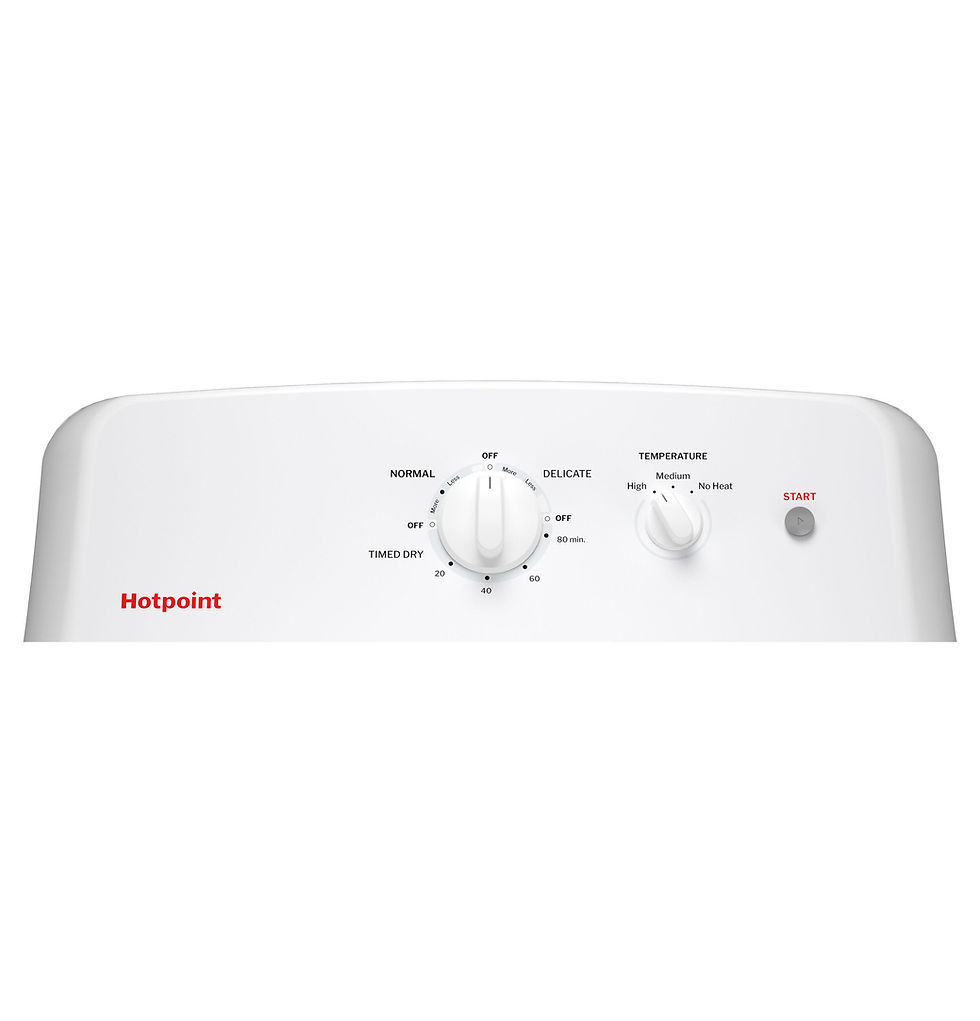 Miniatura: Secadora eléctrica Hotpoint® de 6.2 pies cúbicos de capacidad con ventilación de hasta 120 pies.