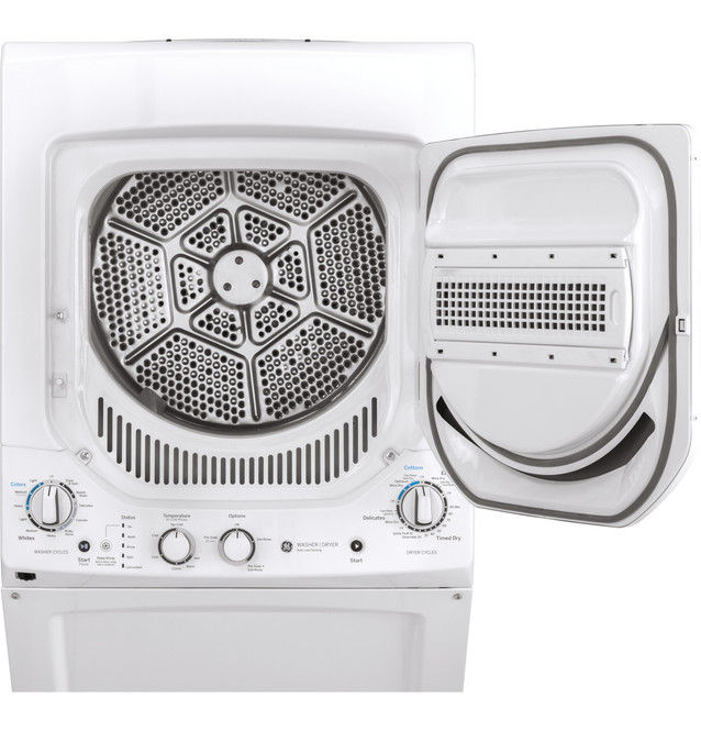 Miniatura: Lavadora GE Unitized Spacemaker® de 2.3 pies cúbicos con cesta de acero inoxidable y 4.4 pies cúbicos.