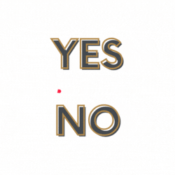 gif with two words: yes, no -- a red circle wraps around the word yes