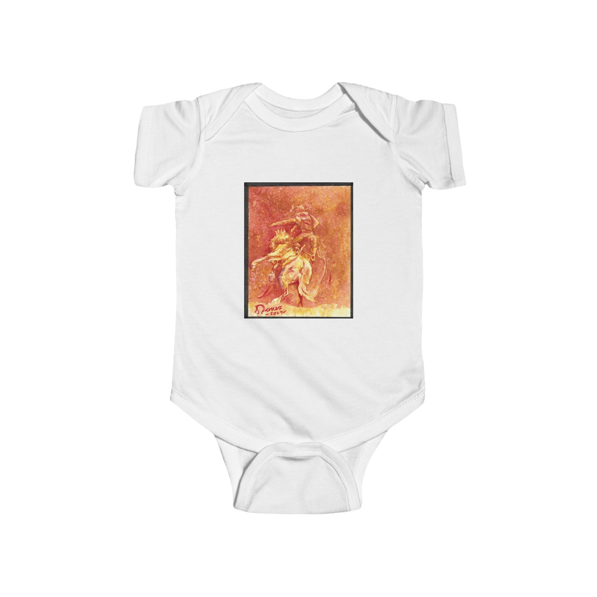 Cute Artistic Infant Onesies "The Bucking Horse" by Artist J. Dover