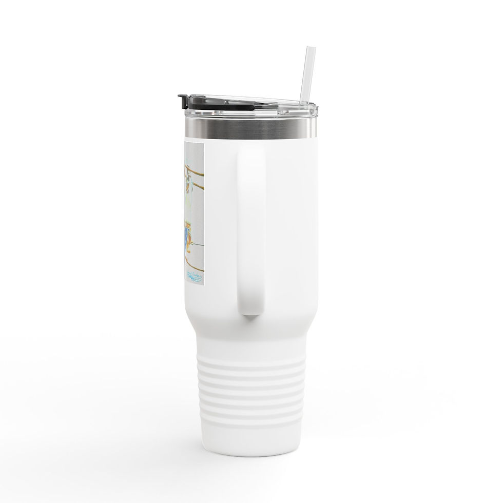Thumbnail: 40oz Insulated Travel Mug — Lineman Utility Pole Artwork