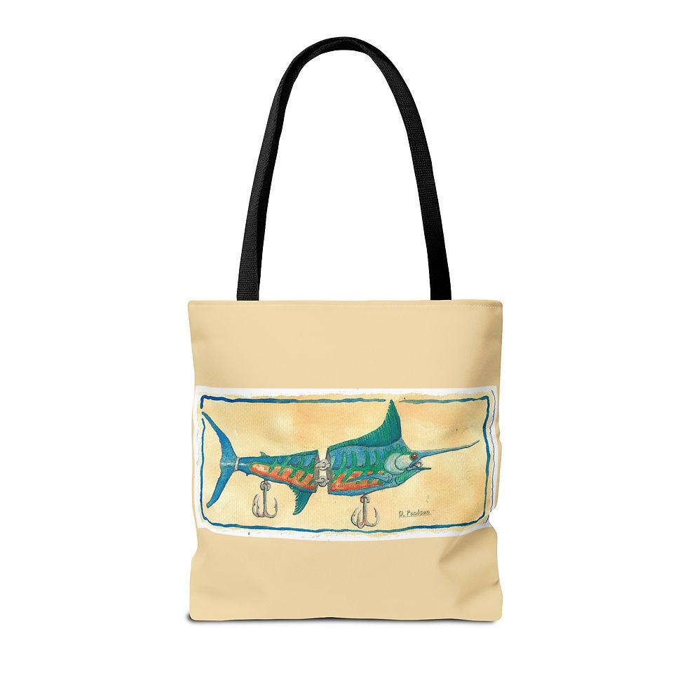 Thumbnail: Marlin Fishing Tote Bag – Nautical Canvas Beach Shopper