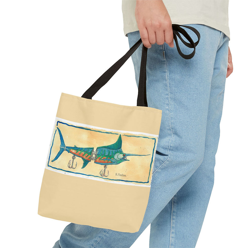 Thumbnail: Marlin Fishing Tote Bag – Nautical Canvas Beach Shopper