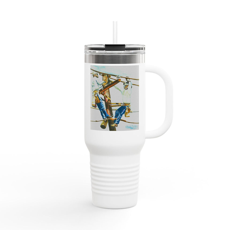 Thumbnail: 40oz Insulated Travel Mug — Lineman Utility Pole Artwork
