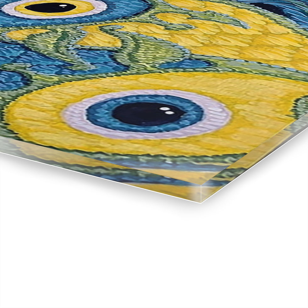 Thumbnail: Vibrant "Fish Tessellation" Acrylic Wall Art Print by Artist David P