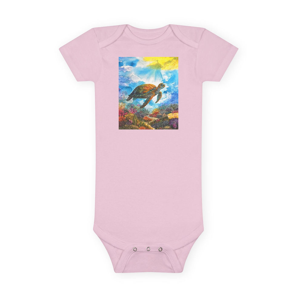 Thumbnail: Sea Turtle Baby Onesie - Colorful Underwater Ocean Nursery Bodysuit