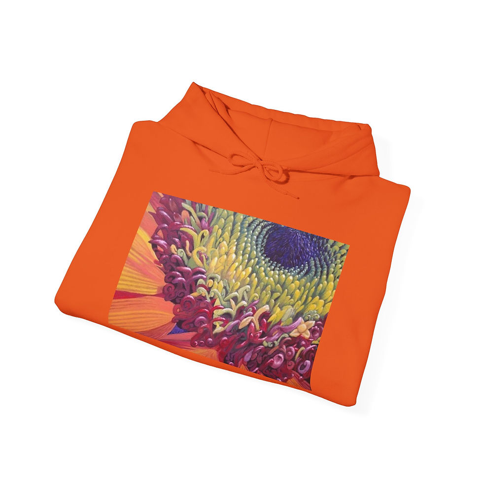 Thumbnail: Cozy Sunflower Heavy Blend™ Hoodie - "Grandma's Sunflower" by Artist D. Paulson