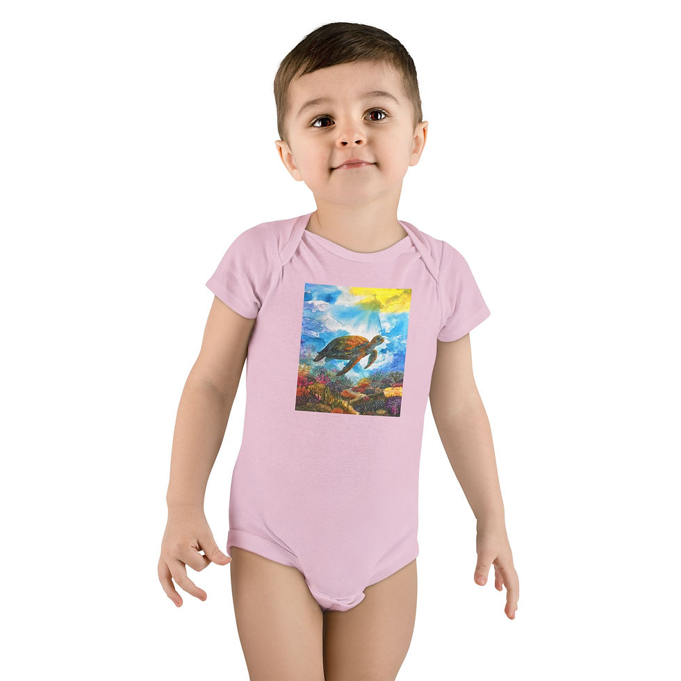 Thumbnail: Sea Turtle Baby Onesie - Colorful Underwater Ocean Nursery Bodysuit