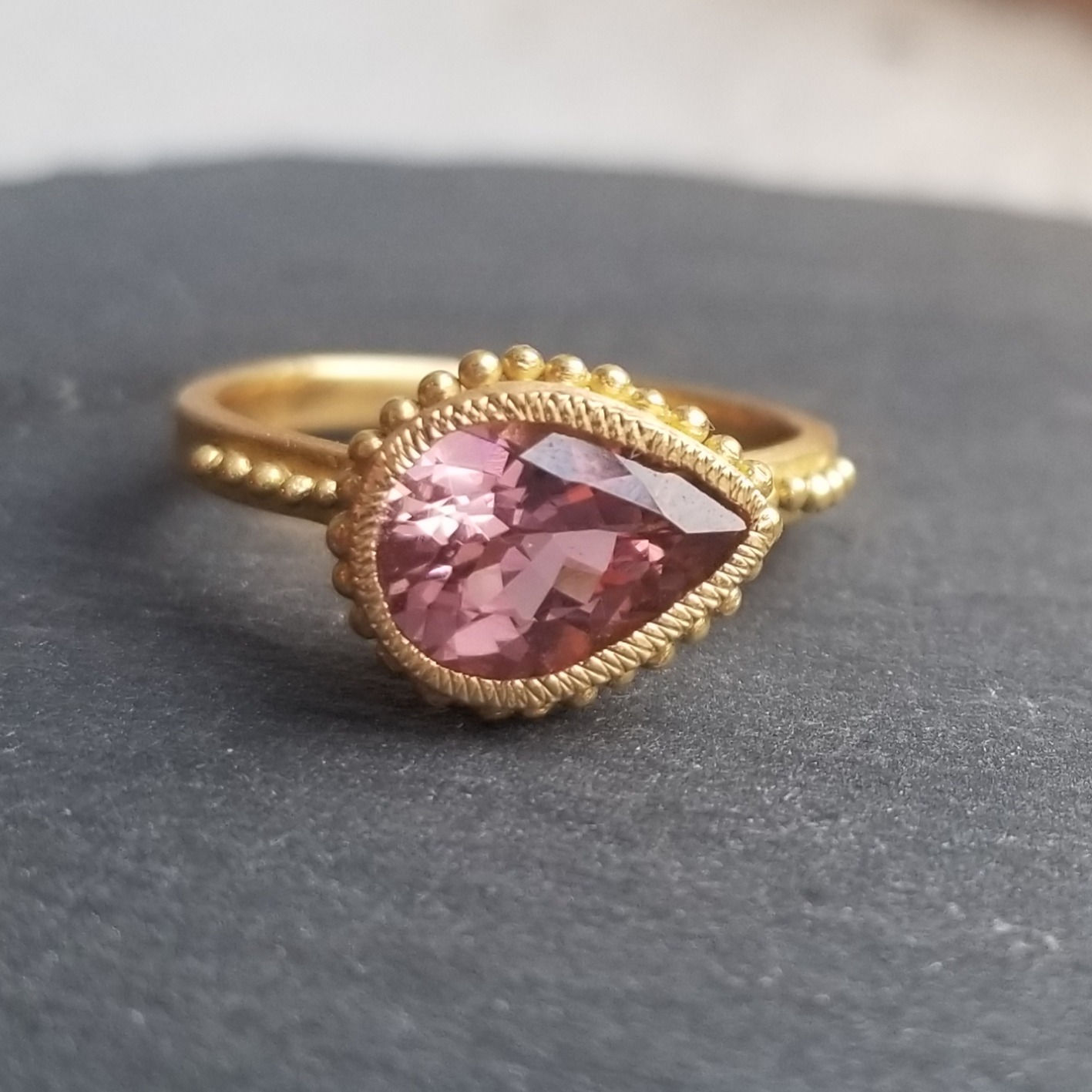 Antique pink tourmaline Rosée ring