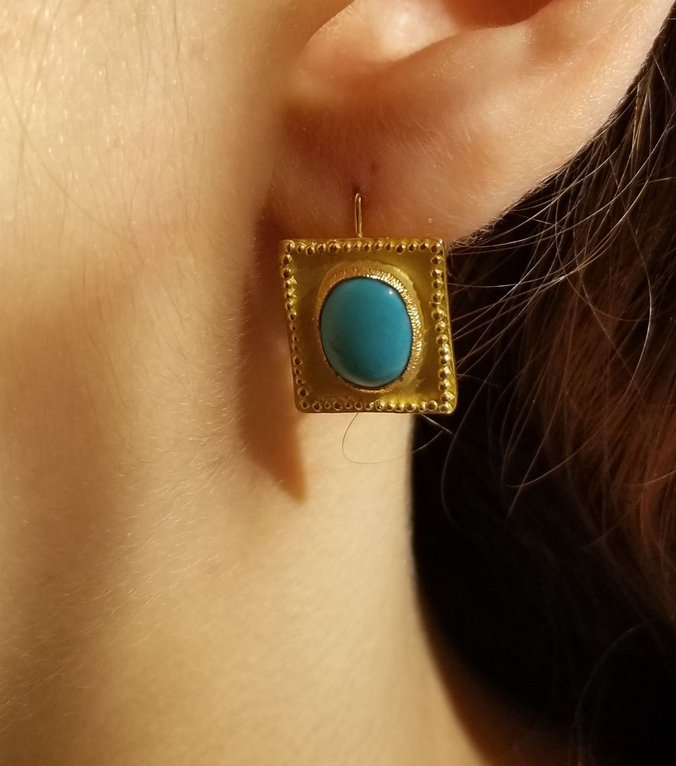 Thumbnail: gold earrings with turquoises